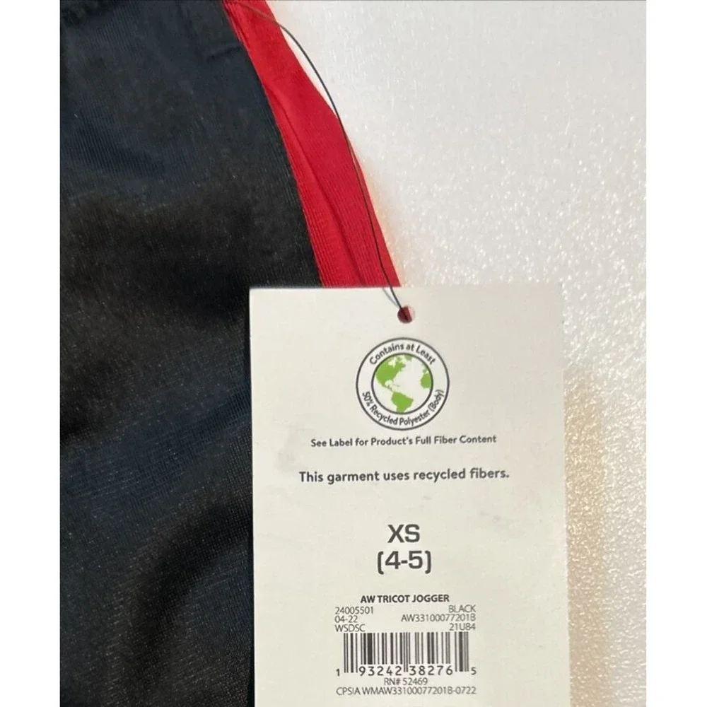 Athletic Works‎ Tricot Jogger Pants Black Red White XS 4-5 Boys Kids NEW